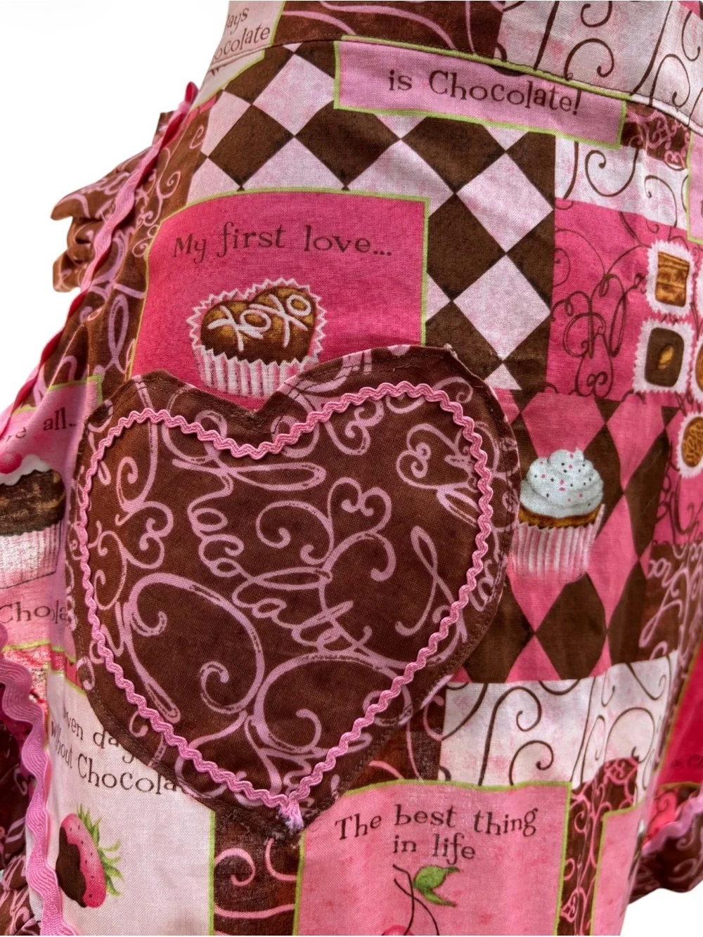 Handmade Tallahassee Summer Chocolate Cupcake Ruffle Half Apron Dollcore Kidcore